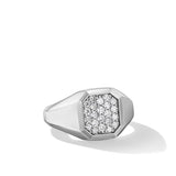 Streamline Signet Ring in Sterling Silver with Diamonds 14mm