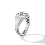Streamline Signet Ring in Sterling Silver with Diamonds 14mm