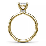 18K Yellow Gold Hidden Halo Diamond Semi-Mount Engagement Ring