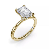 18K Yellow Gold Hidden Halo Diamond Semi-Mount Engagement Ring