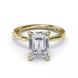 18K Yellow Gold Hidden Halo Diamond Semi-Mount Engagement Ring
