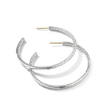 Pavé Hoop Earrings in Sterling Silver with Diamonds, 50.3mm