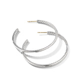 Pavé Hoop Earrings in Sterling Silver with Diamonds, 50.3mm