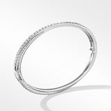 Pavé Crossover Two Row Bracelet in 18K White Gold with Diamonds, 5.5mm