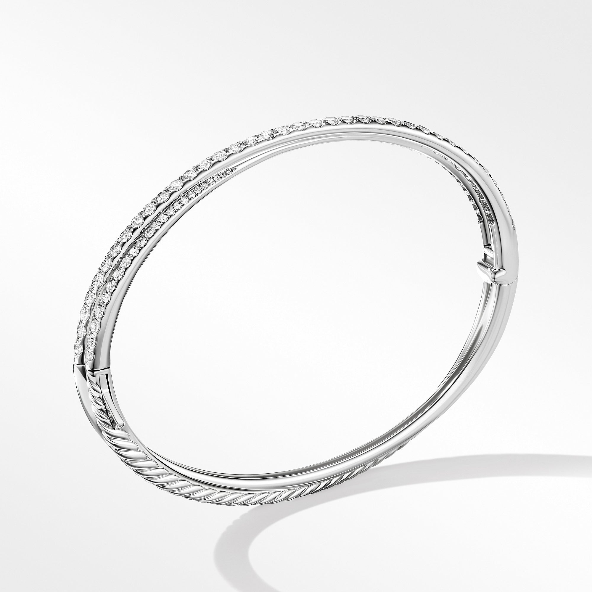 Pavé Crossover Two Row Bracelet in 18K White Gold with Diamonds, 5.5mm