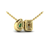 Adella Diamond & Emerald Toi et Moi Pendant Necklace in 18K Yellow Gold