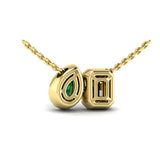 Adella Diamond and Emerald Toi et Moi Pendant Necklace in 18K Yellow Gold
