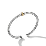 Classic Cable Station Bracelet in Sterling Silver with 18K Yellow Gold, 4mm