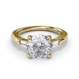 18K Yellow Gold Tapered Baguette Diamond Semi-Mount Engagement Ring