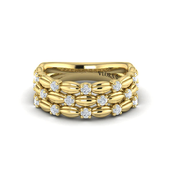 Aurelia Diamond Triple Cascade Ring in 18K Yellow Gold