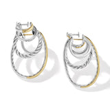 DY Mercer Multi Hoop Earrings in Sterling Silver with 18K Yellow Gold and Diamonds, 37.5mm