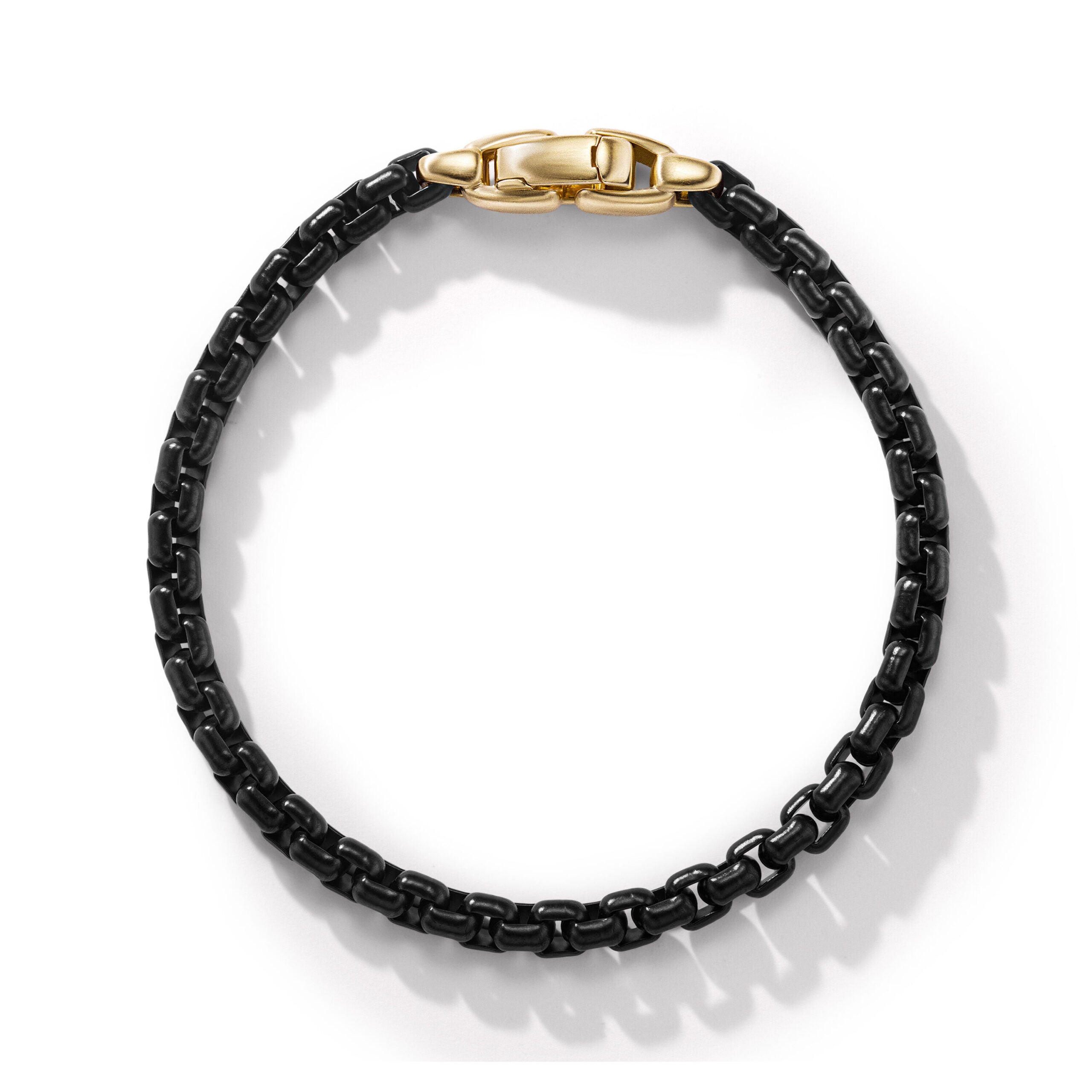 Box Chain Bracelet in Stainless Steel with 14K Yellow Gold, 5mm