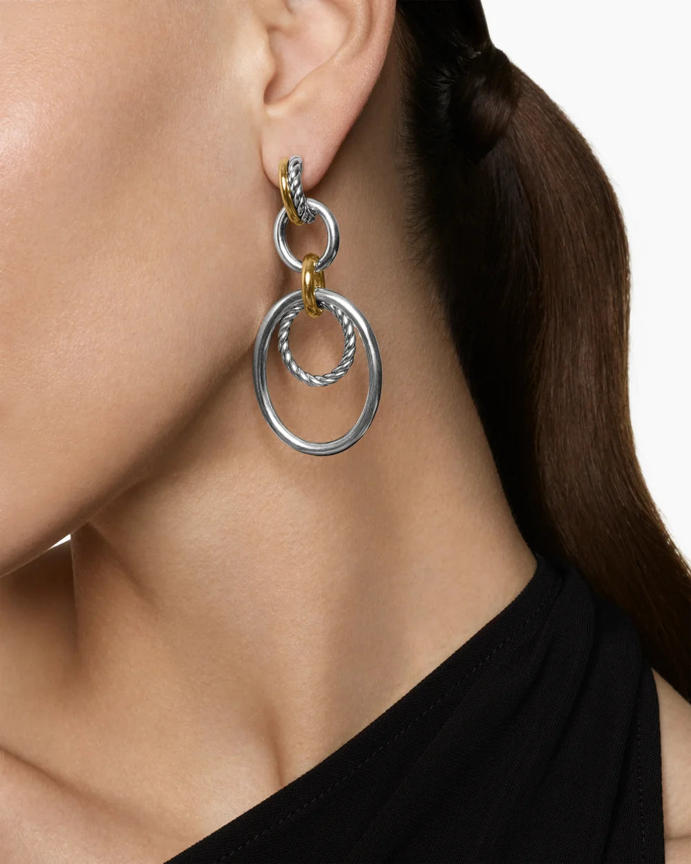 DY MERCER® MOBILE DROP EARRINGS Sterling Silver with 18K Yellow Gold, 65.7mm