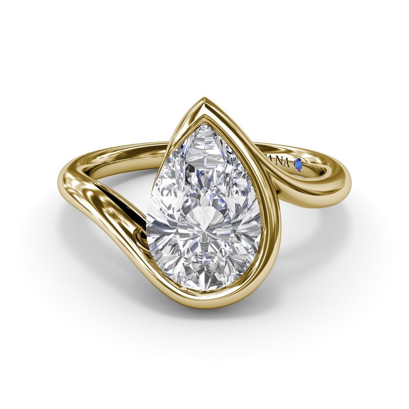 18K Yellow Gold Bypass Pear Diamond Semi-Mount  Engagement Ring