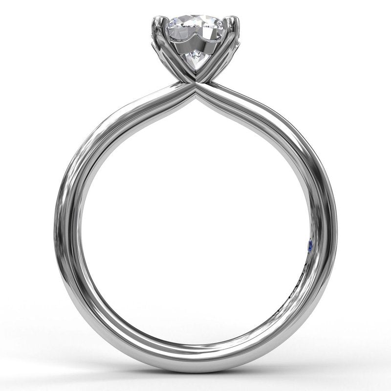 18K White Gold Timeless Round Cut Solitaire Semi-Mount Engagement Ring