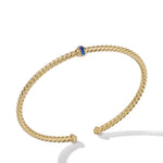 Classic Cablespira® Station Bracelet in 18K Yellow Gold with Pavé Blue Sapphires, 3mm