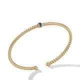 Classic Cablespira® Station Bracelet in 18K Yellow Gold with Pavé Blue Sapphires, 3mm