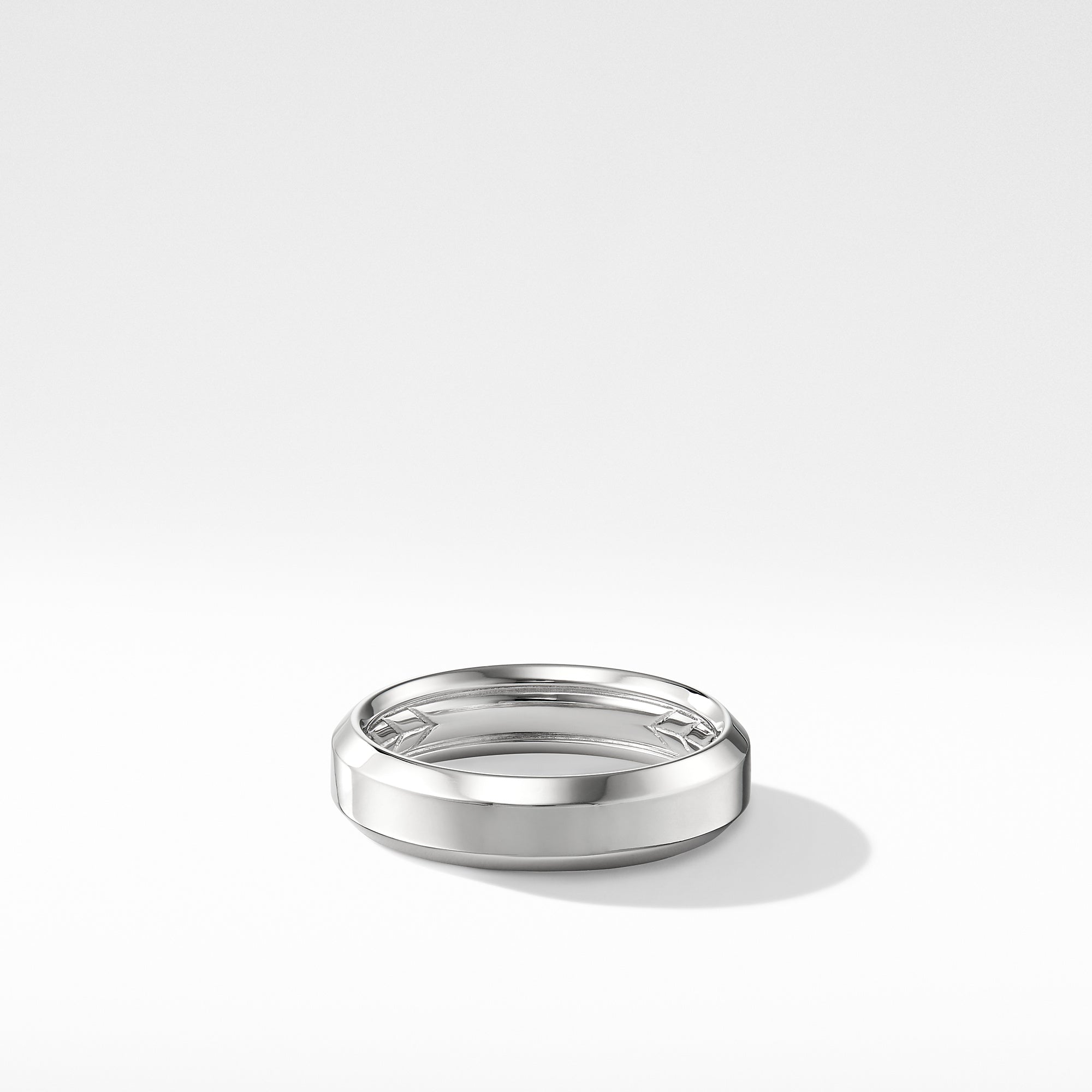 Beveled Band Ring in 18K White Gold, 6mm