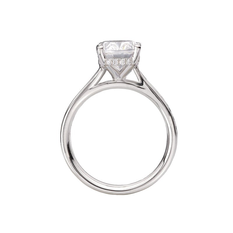 14K White Gold Hidden Halo Semi-Mount Diamond Engagement Ring