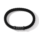 Chevron Bracelet in Black Rubber with Black Titanium, 9mm