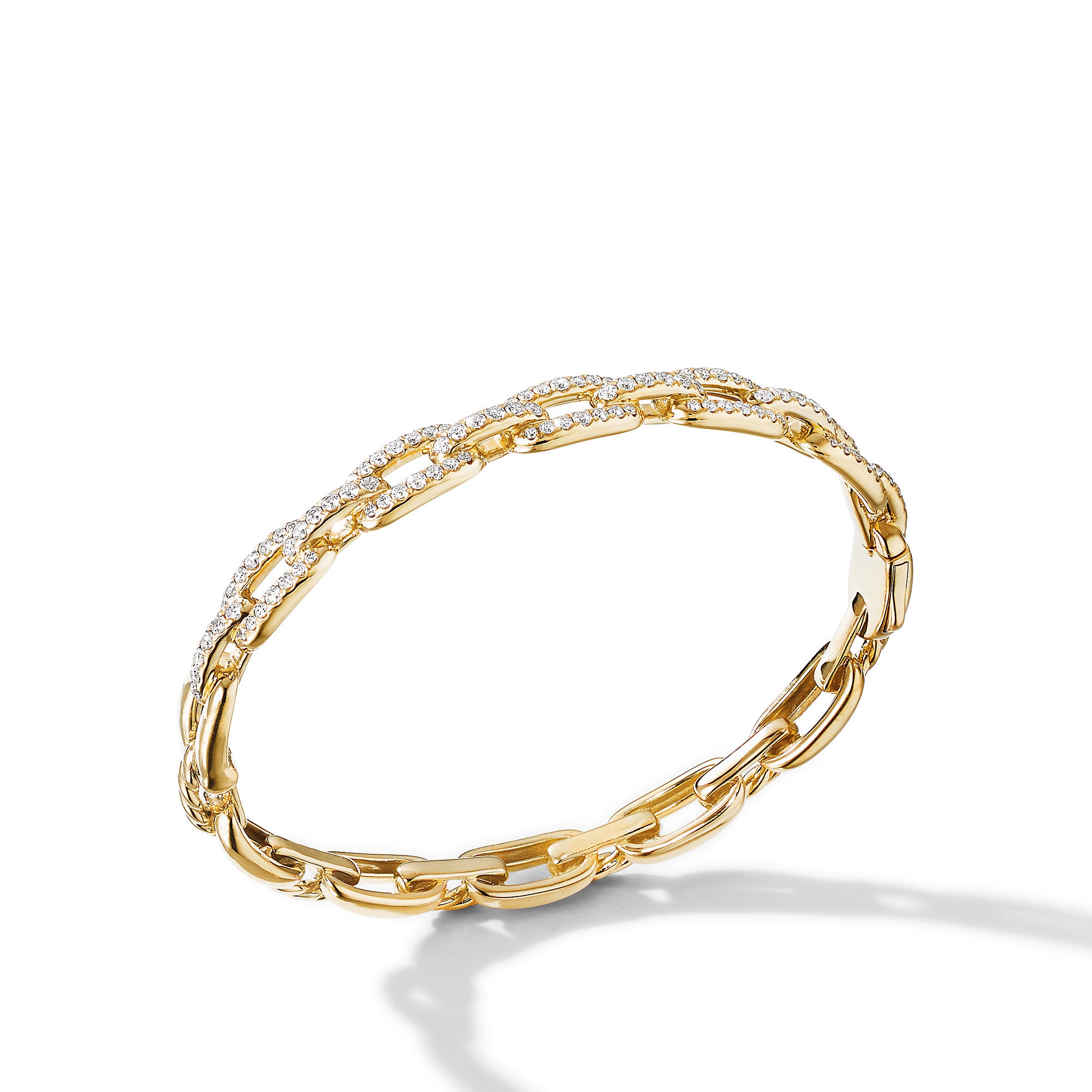 Stax Chain Link Bracelet in 18K Yellow Gold with Diamonds, 7mm