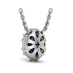 Adella Oval Sapphire & Diamond Baguette Pendant Necklace in 18K White Gold
