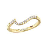 14K Yellow Gold Wave Front Diamond Wedding Band