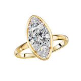 14K Yellow Gold Moval-Shape Diamond Semi-Mount Engagement Ring