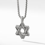 Streamline® Star of David Pendant in Sterling Silver with Black Diamonds, 25mm