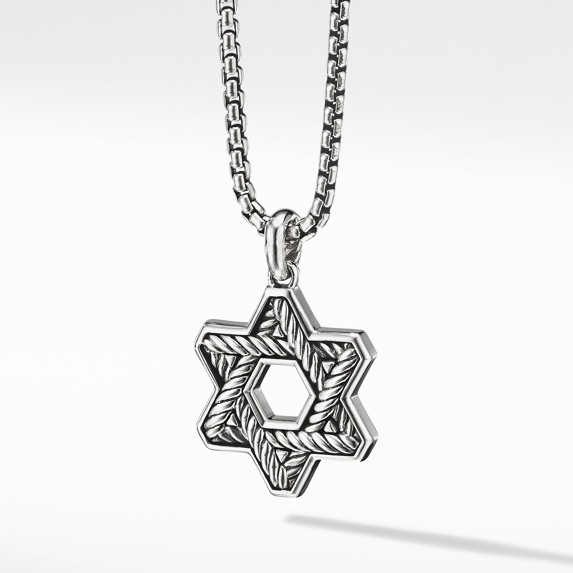 Streamline® Star of David Pendant in Sterling Silver with Black Diamonds, 25mm
