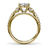 18K Yellow Gold Oval Love Knot Diamond Semi-Mount Engagement Ring