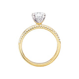 14K Yellow Gold Wide Band Semi-Mount Diamond Engagement Ring