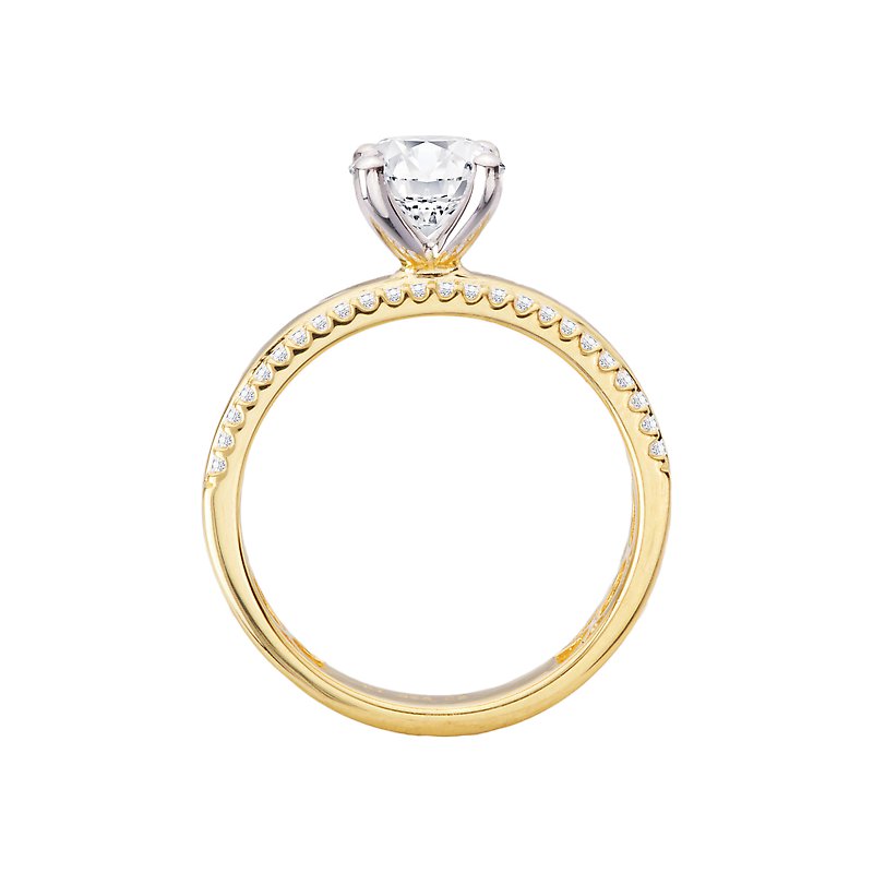 14K Yellow Gold Wide Band Semi-Mount Diamond Engagement Ring
