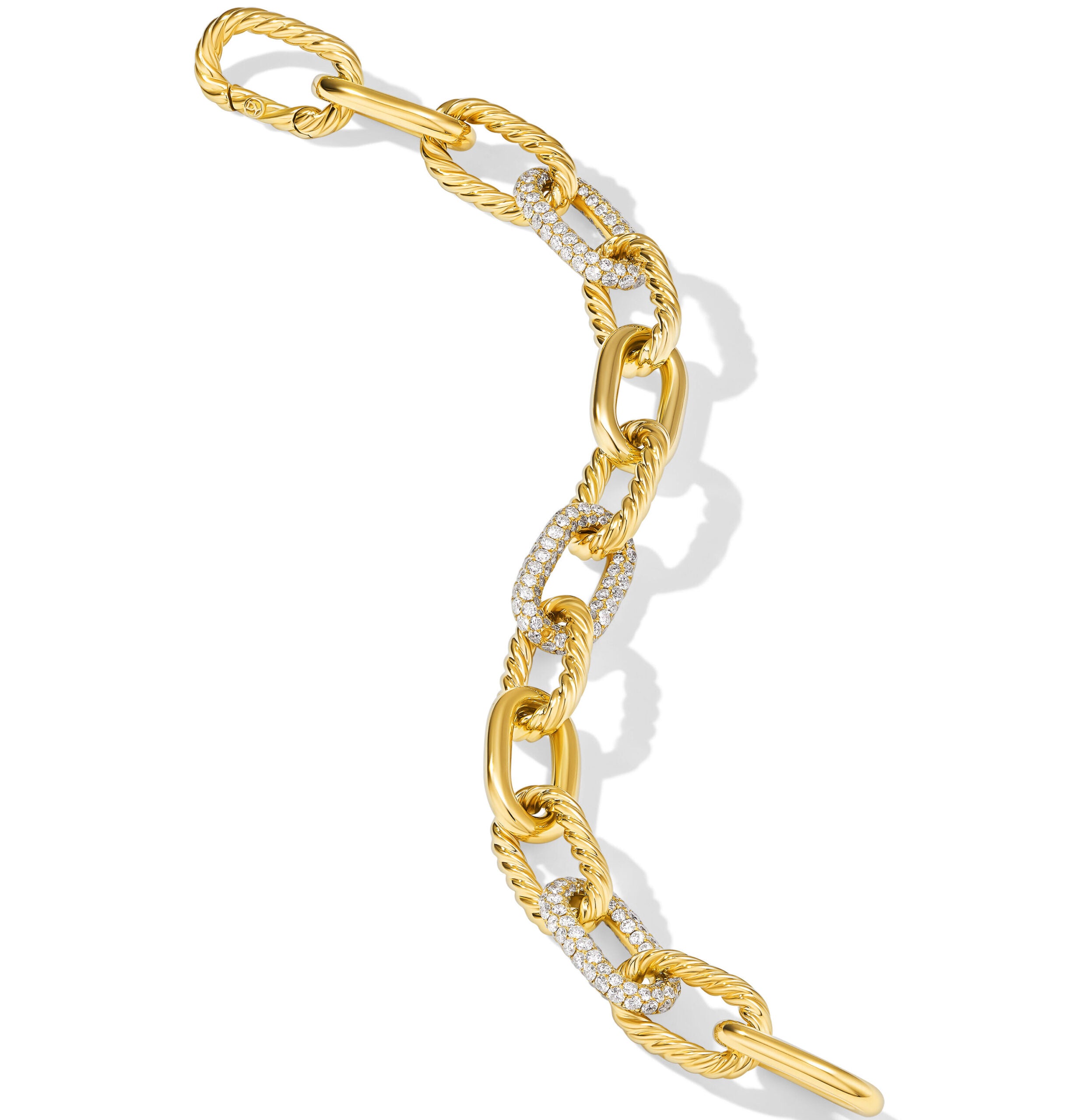 DY Madison® Chain Bracelet in 18K Yellow Gold with Diamonds, 11mm