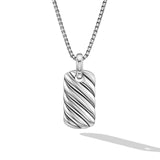 Petite Sculpted Cable Tag in Sterling Silver, 24mm