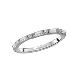 14K White Gold Round and Baguette Diamond Wedding Band