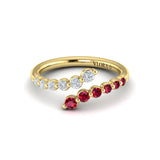 Adella Diamond and Ruby Open Wrap Ring in 18K Yellow Gold