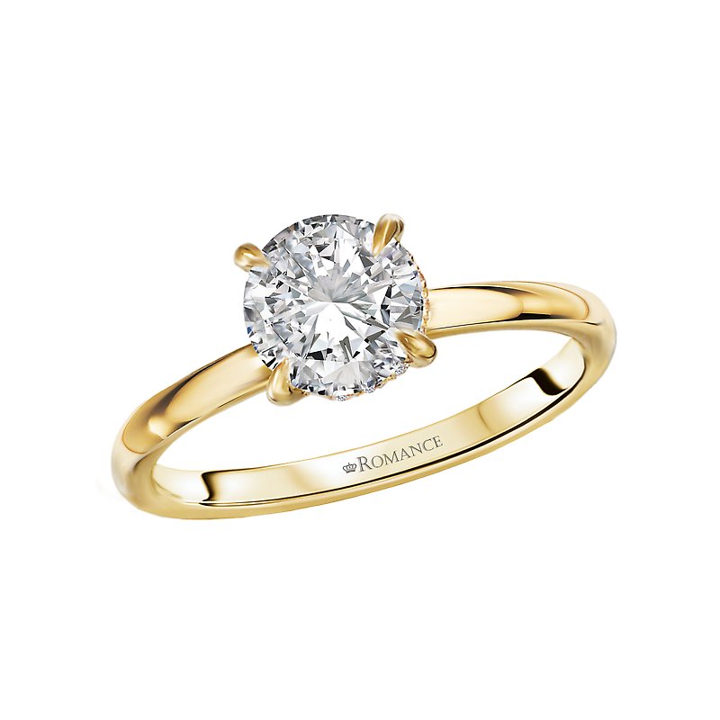 14K Yellow Gold Diamond Hidden Halo Engagement Ring