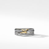 X Crossover Band Ring in Sterling Silver with 18K Yellow Gold, 6mm