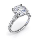 18K White Gold Petite Pave Diamond Semi-Mount Engagement Ring