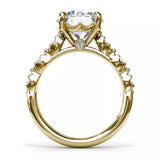 18K Yellow Gold Petite Pave Diamond Semi-Mount Engagement Ring