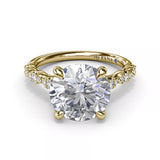 18K Yellow Gold Petite Pave Diamond Semi-Mount Engagement Ring