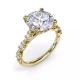 18K Yellow Gold Petite Pave Diamond Semi-Mount Engagement Ring