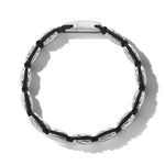 Sculpted Cable Woven Tile Bracelet with Sterling Silver and Black Nylon, 8.5mm