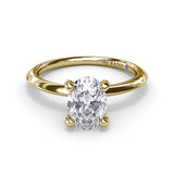 Two-Toned Solitaire Knife-Edge Diamond Semi-Mount Engagement Ring