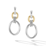DY Mercer Circular Drop Earrings in Sterling Silver with 18K Yellow Gold and Diamonds, 50mm