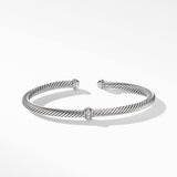 Classic Cable Station Bracelet in Sterling Silver with Diamonds, 4mm