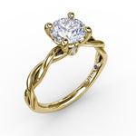 18K Yellow Gold Elegantly Twisted Semi-Mount Diamond Engagement Ring
