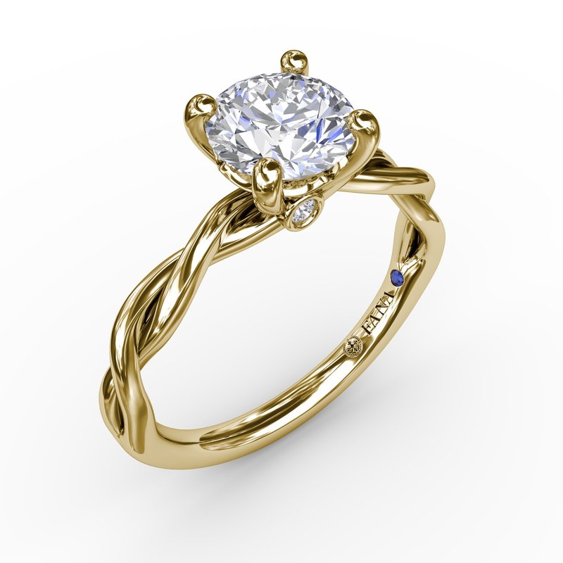 18K Yellow Gold Elegantly Twisted Semi-Mount Diamond Engagement Ring