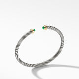 Cable Kids® Bracelet in Sterling Silver with 14K Yellow Gold and Emeralds, 4mm